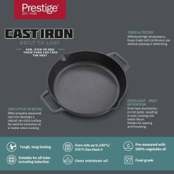 Prestige Cast Iron Dual Handle Fry Pan Cast Iron Skillet 24cm – 48887