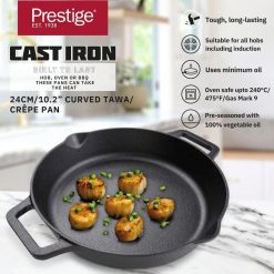 Prestige Cast Iron Dual Handle Fry Pan Cast Iron Skillet 24cm – 48887