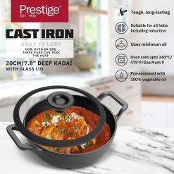 Prestige Cast Iron kadai with Glass Lid 20cm - 48894
