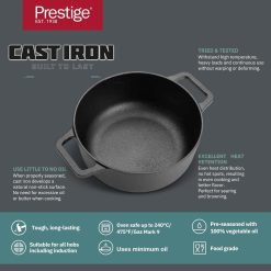 Prestige Cast Iron kadai with Glass Lid 20cm - 48894