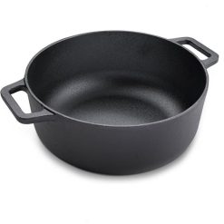 Prestige Cast Iron Casserole Induction with Glass Lid Biryani Pot with Heavy Bottom Cast Iron Cookware 20cm – 48896