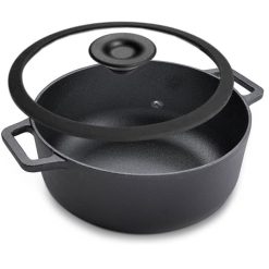 Prestige Cast Iron Casserole Induction with Glass Lid Biryani Pot with Heavy Bottom Cast Iron Cookware 20cm – 48896
