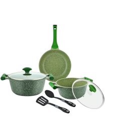 Prestige Essentials Granite Non-Stick Cast Aluminium Cookware sets Induction Base 7 Piece Green – 80960