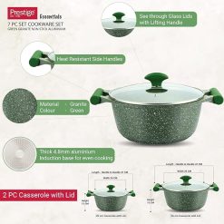 Prestige Essentials Granite Non-Stick Cast Aluminium Cookware sets Induction Base 7 Piece Green – 80960 10 Prestige Essentials Granite Non-Stick Cast Aluminium Cookware sets Induction Base 7 Piece Green – 80960