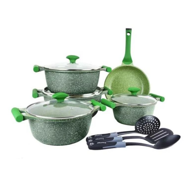 Prestige Essential Granite Cookware Set of 12 Pcs Green – 80963 1 Prestige Essential Granite Cookware Set of 12 Pcs Green – 80963
