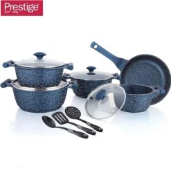 Prestige Essentials Granite Non-Stick Cookware Sets Induction Base Blue 12Pcs – 80966