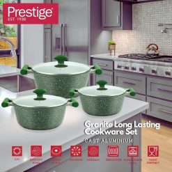 Prestige Essential Granite Cookware Set of 6 Pcs Green – 80968