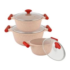 Prestige Essential Granite Cookware Set of 6 Pcs Pink – 80969