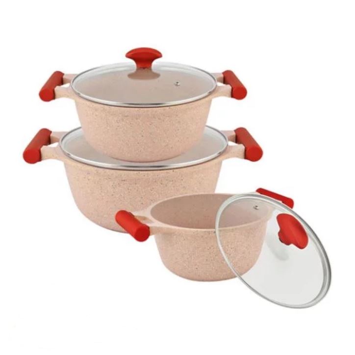 Prestige Essential Granite Cookware Set of 6 Pcs Pink – 80969 1 Prestige Essential Granite Cookware Set of 6 Pcs Pink – 80969