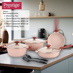 Prestige Essentials Nonstick Cookware Sets Pink 9pcs - 80991 7 Prestige Essentials Nonstick Cookware Sets Pink 9pcs - 80991