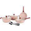 Prestige Essentials Nonstick Cookware Sets Pink 9pcs - 80991 9 Prestige Essentials Nonstick Cookware Sets Pink 9pcs - 80991