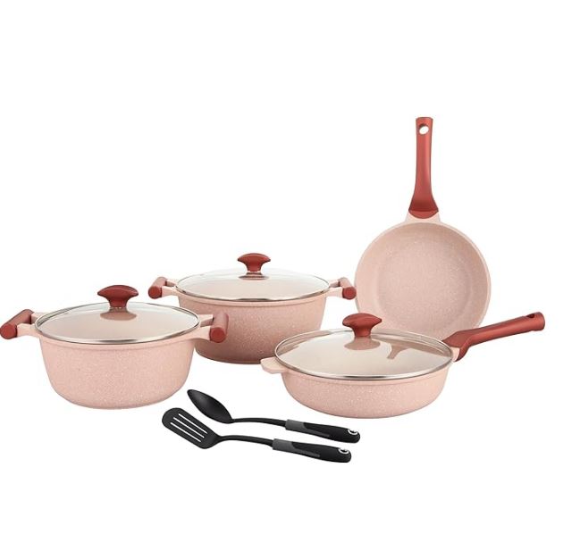 Prestige Essentials Nonstick Cookware Sets Pink 9pcs - 80991 1 Prestige Essentials Nonstick Cookware Sets Pink 9pcs - 80991