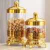 Acrylic Golden Jar Set 3 Pcs Stylish Storage Jars for Kitchen Snacks Dry Items