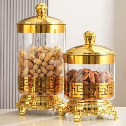 Acrylic Golden Jar Set 3 Pcs Stylish Storage Jars for Kitchen Snacks Dry Items