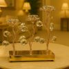 Elegant Golden Crystal Candle Stand 3Pcs