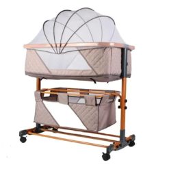 Children’s Bed Rocking Chair with Mosquito Net and Storage Frame