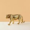 Decorative Golden Tiger Figurine Bold Table Decoration
