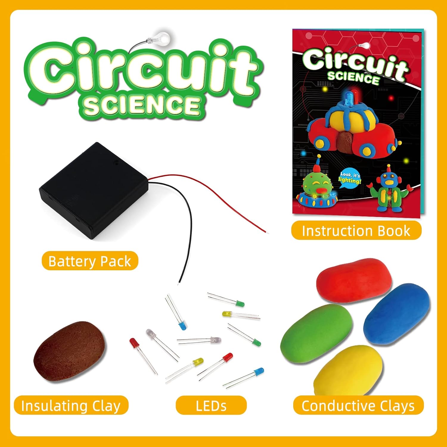 Electric Circuit for Kids 8 to12 yrs Beginner Circuit Science Kit w/Conductive & Insulating Dough 6 Electric Circuit for Kids 8 to12 yrs Beginner Circuit Science Kit w/Conductive & Insulating Dough