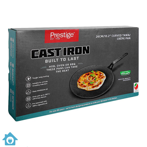 Prestige Cast Iron Curved Tawa 26cm – 48884 8 Prestige Cast Iron Curved Tawa 26cm – 48884