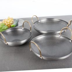 Stainless Steel Saute Fry Pan with Enameled Nonstick Surface 8-Inch