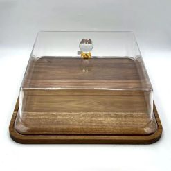Wooden Cake Dish with Acrylic Lid – 260
