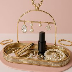 Elegant Golden Jewelry Stand Multi Tier Organizer for Earrings Rings Bracelets