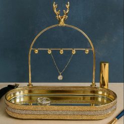 Elegant Golden Jewelry Stand Multi Tier Organizer for Earrings Rings Bracelets