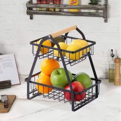 2 Layer Metal Kitchen Detachable Fruit Basket