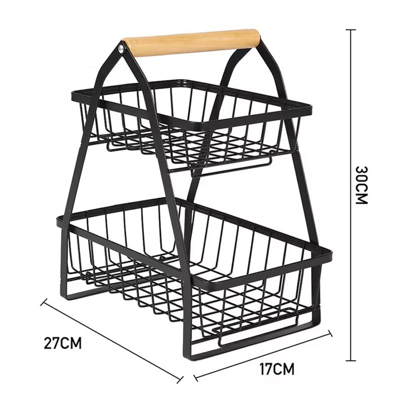 2 Layer Metal Kitchen Detachable Fruit Basket 