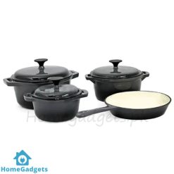 7pcs Cast Iron Enamel Cookware Set Black