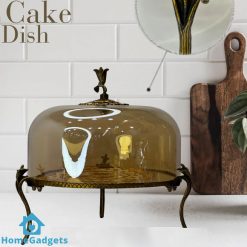 ANTIQUE ZINC CAKE DISH WITH LID