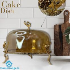 ANTIQUE ZINC CAKE DISH WITH LID