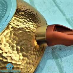 BAROLY Teflon Coated Copper Deep Fry Pan with Pyrex Glass Lid 28CM