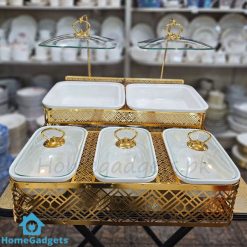 BRILLIANT 5 Portion Buffet Dish with Golden Stand