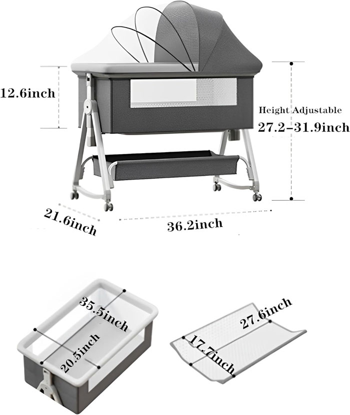Baby Bedside Crib Folding Newborn Baby Bed