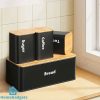 Bread Box with Sugar Tea Coffee 3 Pcs Containers Sets
