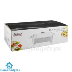 Brilliant Rectangular Casserole Dish With Candle Stand Buffet Food Warmer 13.5 Inch