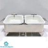 Brilliant Rectangular Twin Serving Dish Buffet Food Warmer 12 Inch