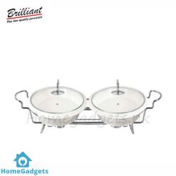 Brilliant Twin Oval Buffet Food Warmer Dish 12.5 Inch