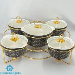 Ceramic Chafing Dish Set Buffet Warmer 5 Pcs