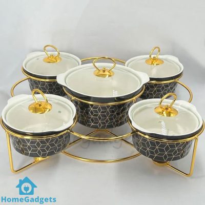 Ceramic Chafing Dish Set Buffet Warmer 5 Pcs