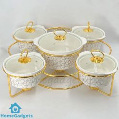 Ceramic Chafing Dish Set Buffet Warmer 5 Pcs