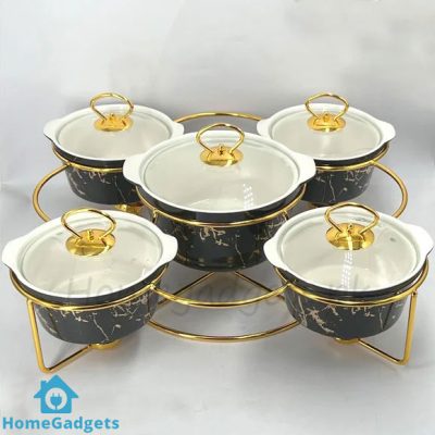 Ceramic Chafing Dish Set Buffet Warmer 5 Pcs