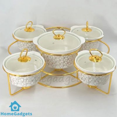 Ceramic Chafing Dish Set Buffet Warmer 5 Pcs