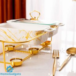 Ceramic Triple Chafing Dish Buffet Warmer 9Inch