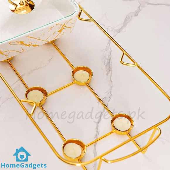 Ceramic Triple Chafing Dish Buffet Warmer 9Inch