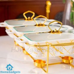 Ceramic Triple Chafing Dish Buffet Warmer 9Inch