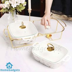 Ceramic Twin Chafing Dish Buffet Set Buffet Warmer 11.5 Inch