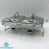 Double Pot Buffet Glass Inner Serving Dish Silver