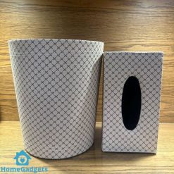 Elegant Faux Leather Tissue Box Dustbin Set